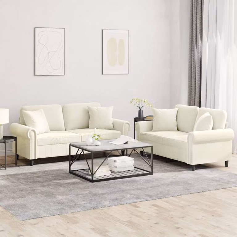 Set di 2 divani vidaXL in velluto beige con cuscini per il tuo soggiorno