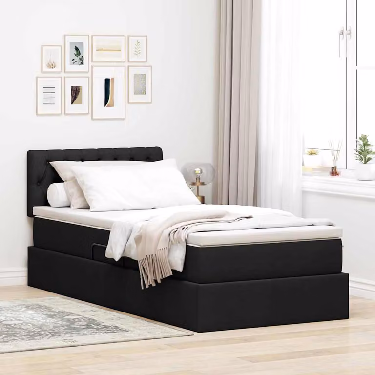 Letto con contenitore e materasso vidaXL in velluto nero L/P/H: 200 x 90 x 40 cm