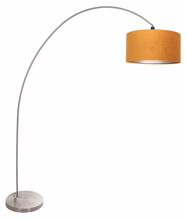Lampada da terra - acciaio - Solva - metallo tessile - lampada ad arco - E27 - 3910ST - Mexlite