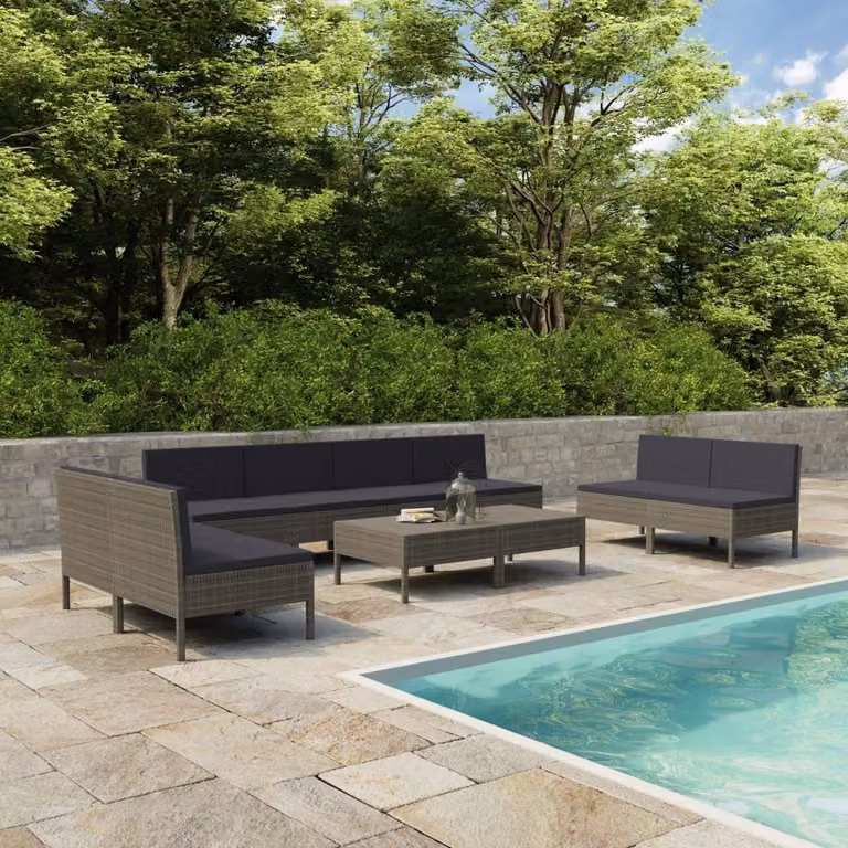 Maison Exclusive - Set da giardino da 10 pezzi con cuscini in rattan sintetico grigio