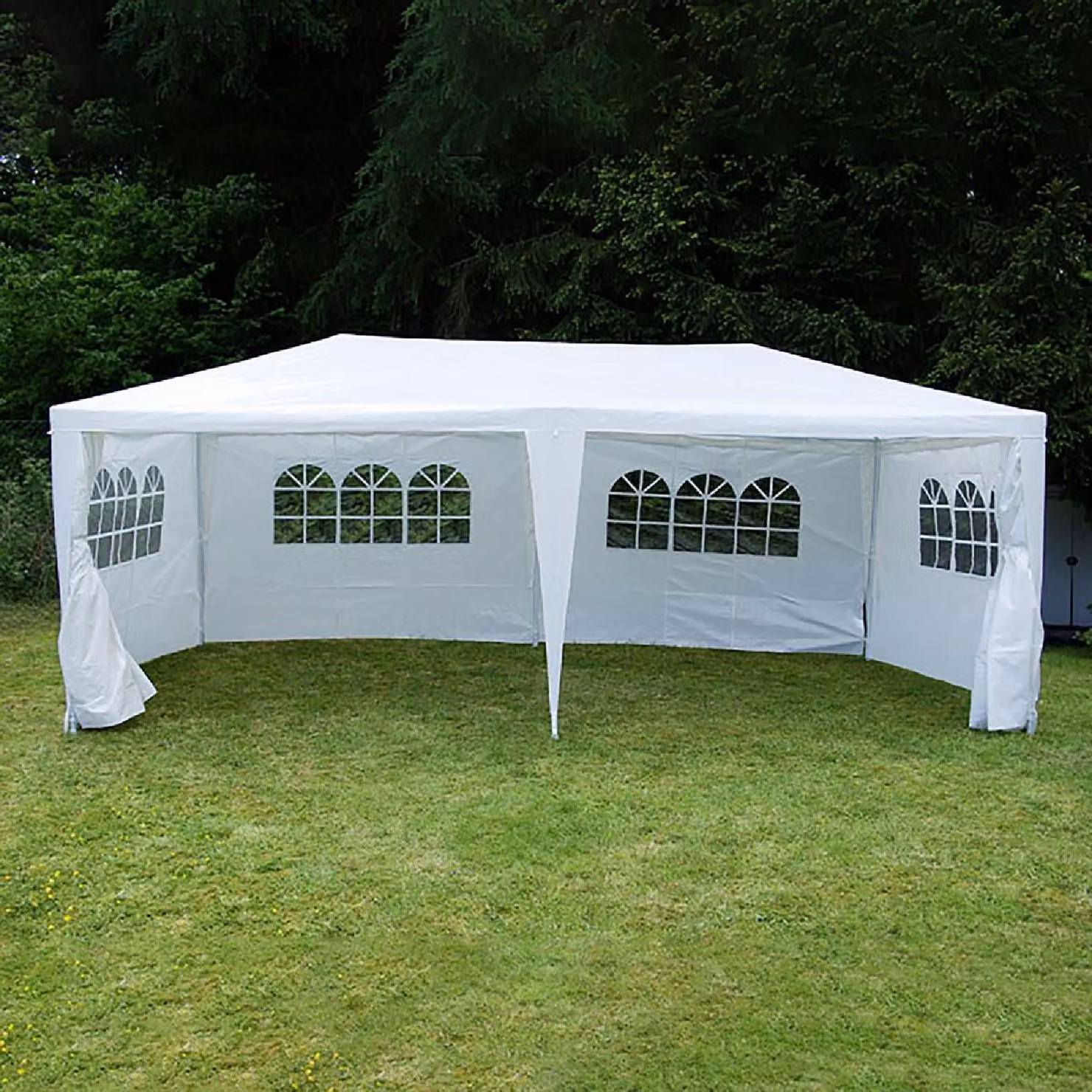 Gazebo VCM | dimensioni circa 3x6 m | telone PE idrorepellente 110g / m² | tenda per feste con pannelli laterali | tenda da giardino con struttura in acciaio | tenda per festival | bianco