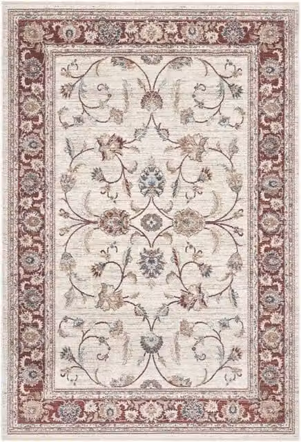 Tappeto orientale MURCIA K7051-E22727 cm.200x310 motivo persiano stile classico tradizionale colore crema rosso per salotto soggiorno camera da letto