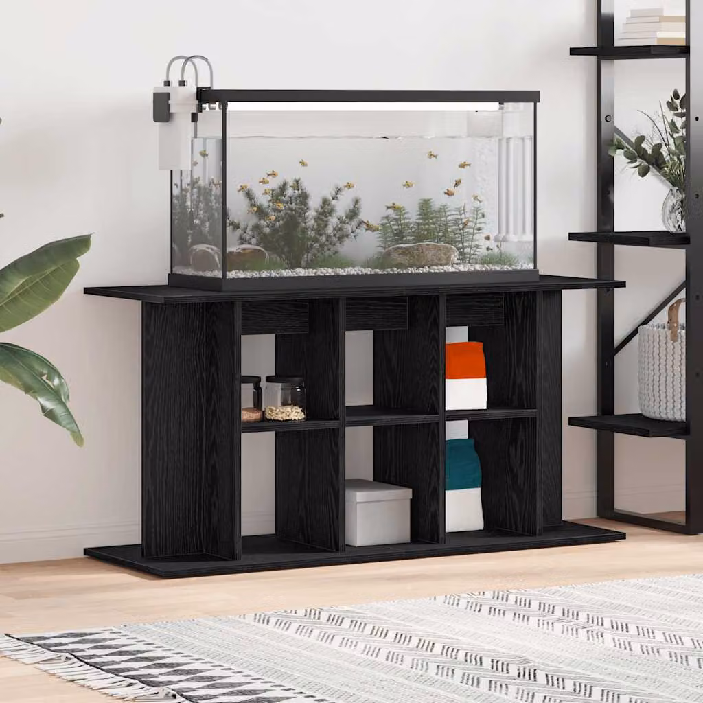 vidaXL Supporto per acquario moderno in legno ingegnerizzato rovere nero opaco L/P/H: 120 x 40 x 60 cm