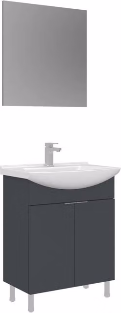 Set mobile lavabo con specchio (2 pezzi) "Purus 65" - 65 x 50 x 83 cm - Antracite opaco