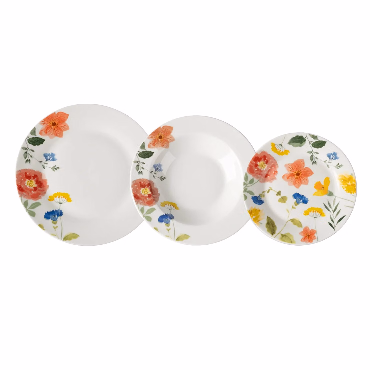 Servizio di piatti Helizabeth Gusto Casa in porcellana con decoro floreale multicolore, 12 pezzi – 1