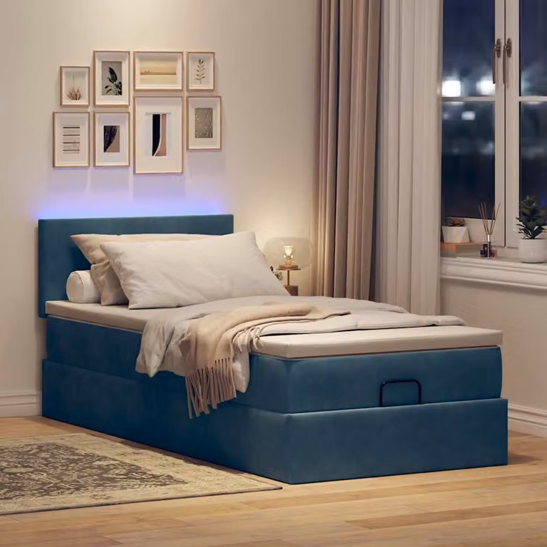 Maison Exclusive - Letto ottomano con materasso e LED blu scuro 80x200 cm velluto