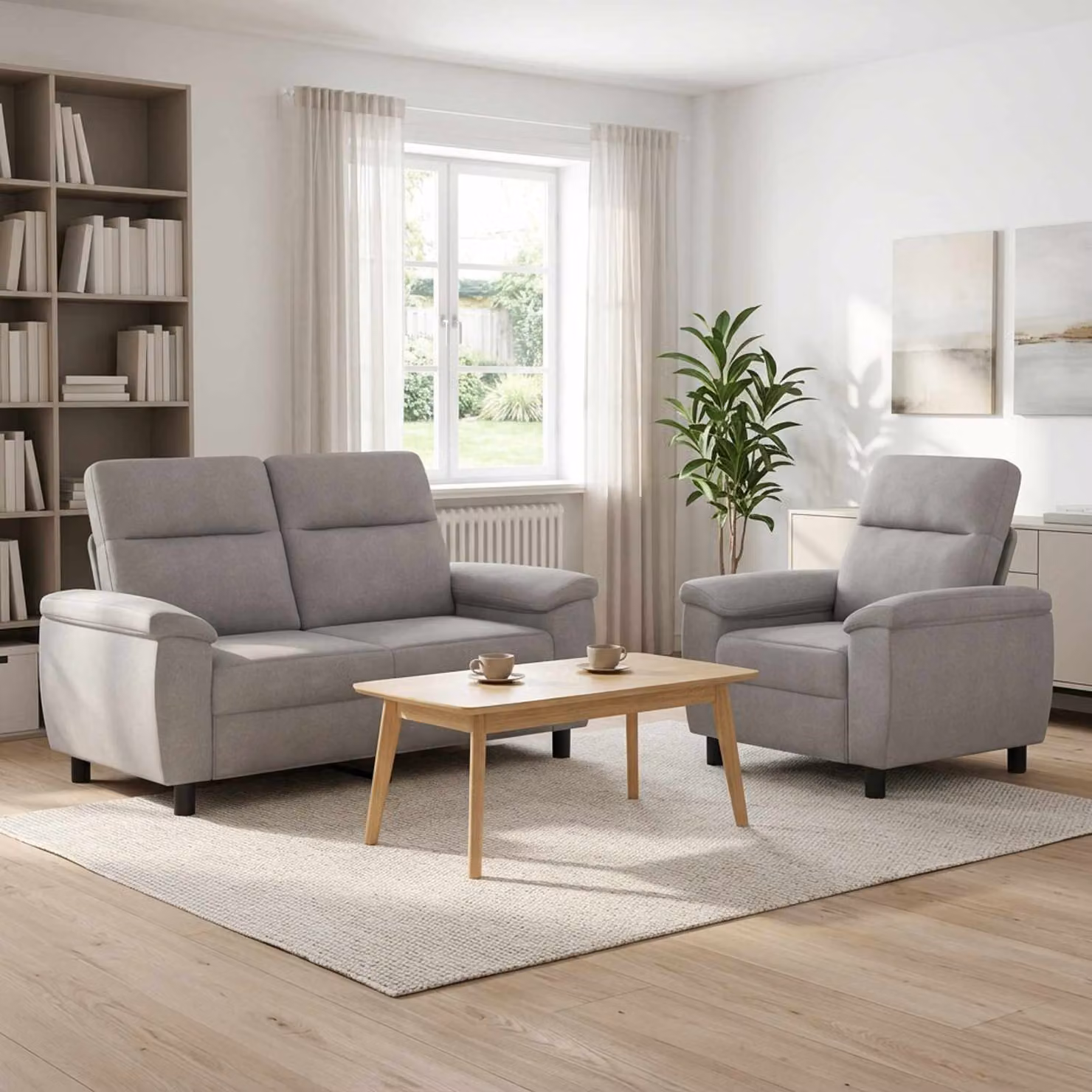 Set di 2 divani moderni vidaXL in tessuto grigio con struttura in metallo per il tuo soggiorno