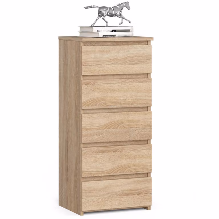 Comò con 5 cassetti Comò organizer Comò con cassetti Larghezza 40 cm Altezza 92 cm | Rovere Sonoma Credenza alta Credenza Armadio stretto