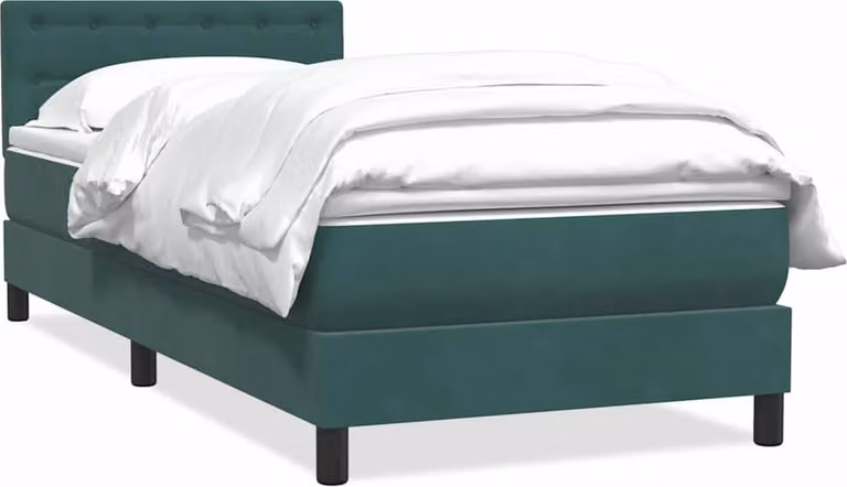 Giroletto a Molle con Materasso Verde Scuro 80x220 cm Velluto