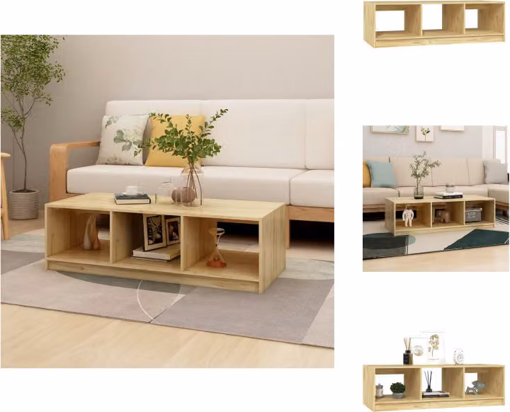 vidaXL Tavolino 110x50x34 cm in legno di pino massiccio - Tavolini da caffè