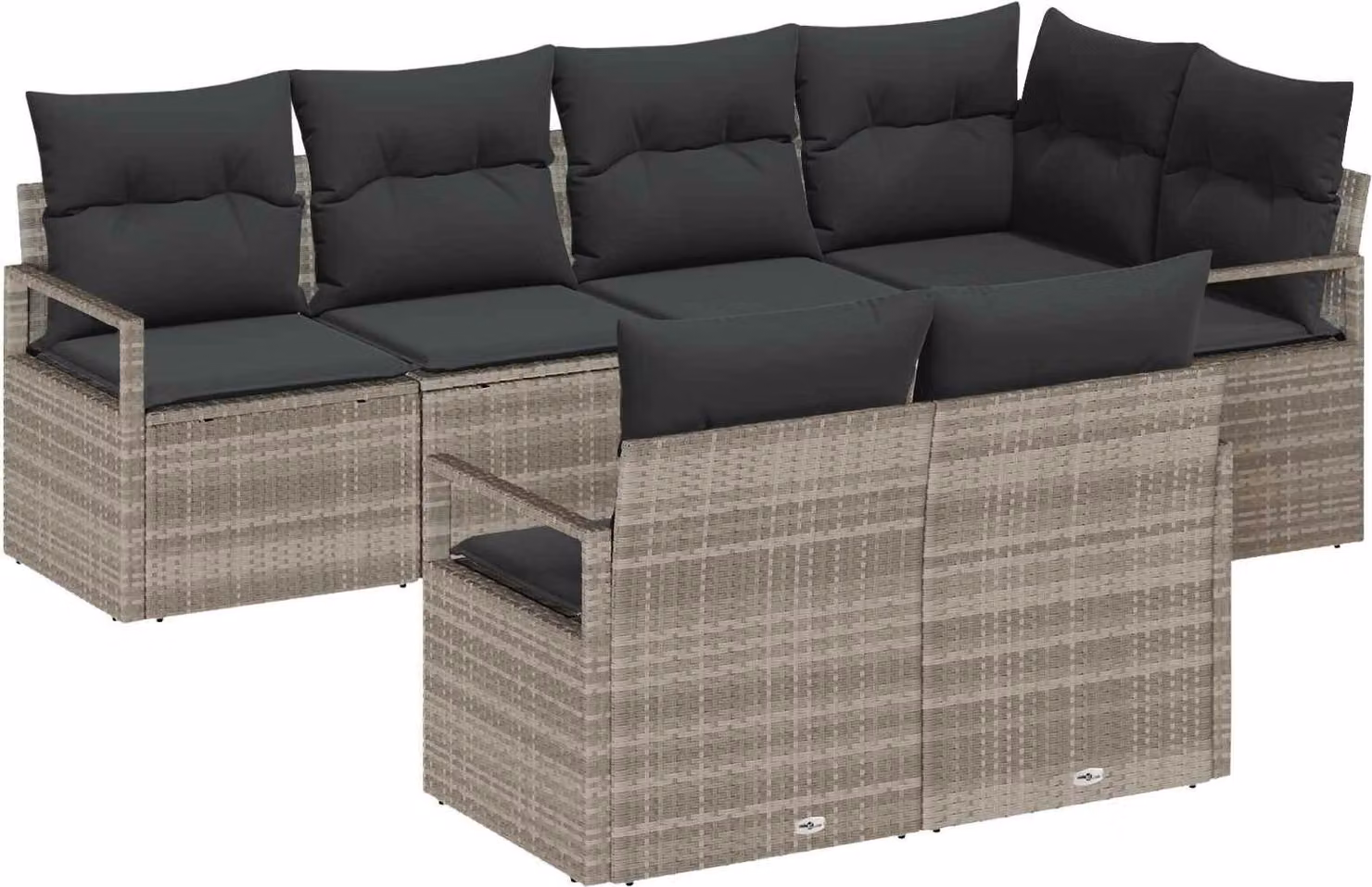 Set di divani 7 pcs Grigio chiaro polyrattan