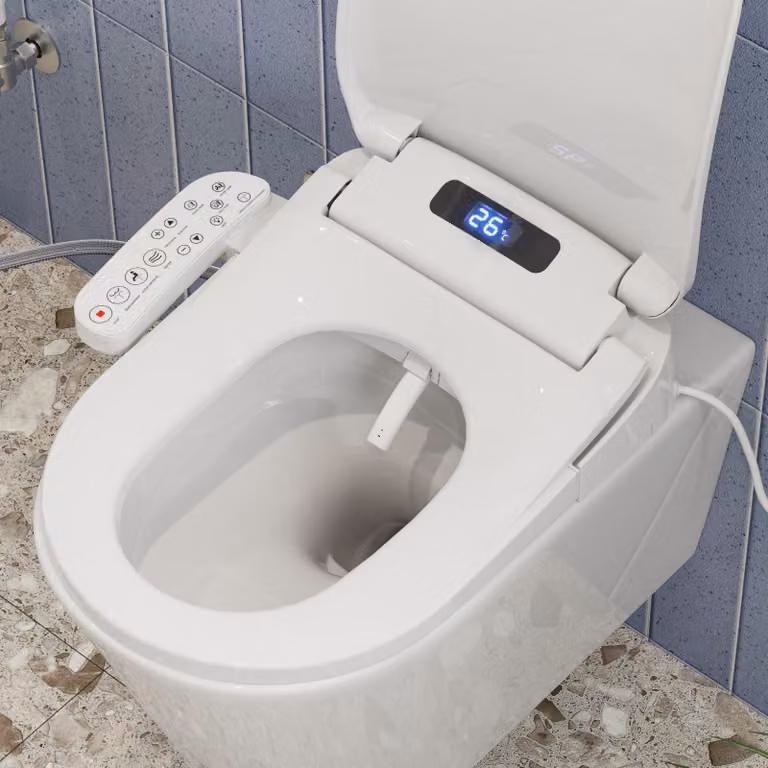 HOROW Sedile intelligente per bidet con funzione doccia Sedile riscaldato Luce notturna Asciugatura ad aria calda Temperatura e pressione dell'acqua regolabili