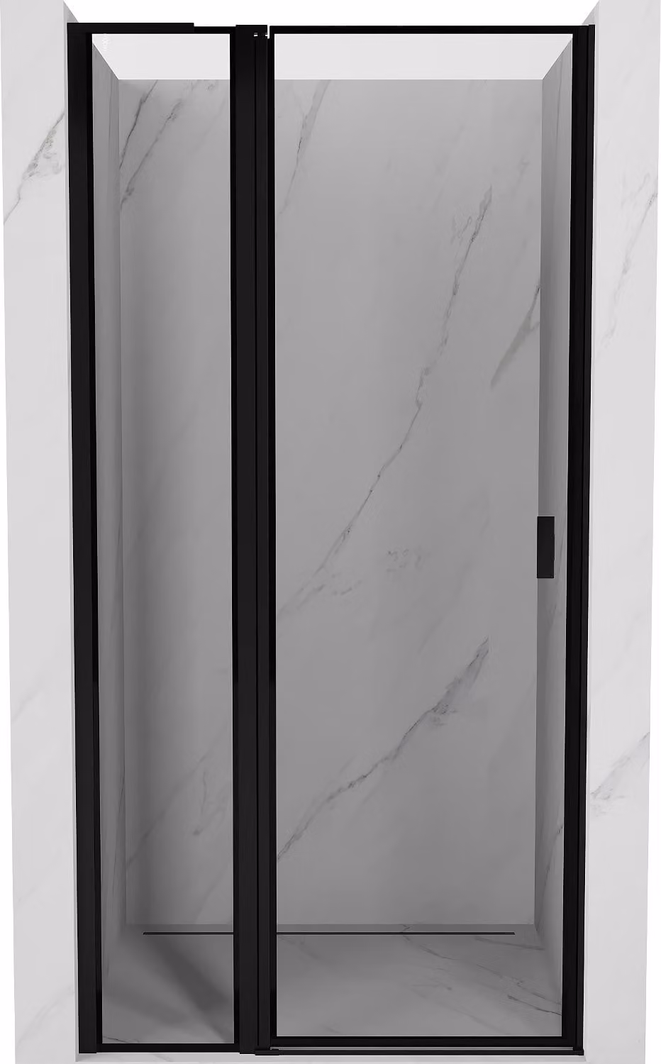 Mexen Mist L porta doccia battente sinistra 115 cm, cornice nera, nero - 8A4L-115-000-70-70-L