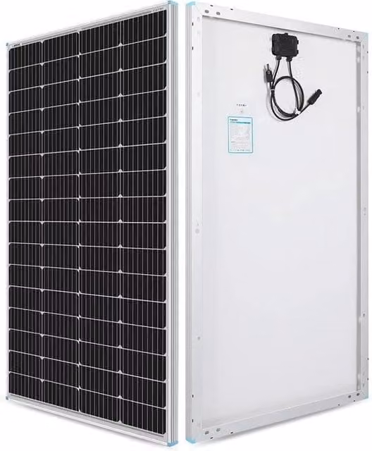 Pannello solare monocristallino da 175 W 12 V nero per camper, caravan e sistemi off-grid