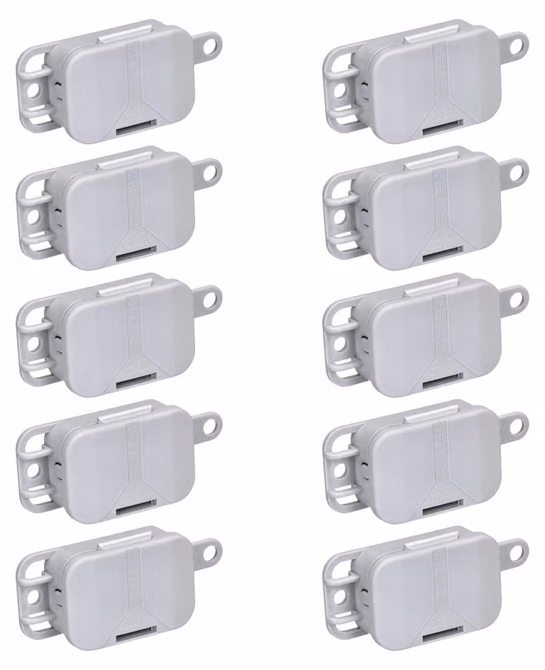 Set di 10 scatole di derivazione, grado di protezione IP20, grigio, con sistema di fissaggio del cavo