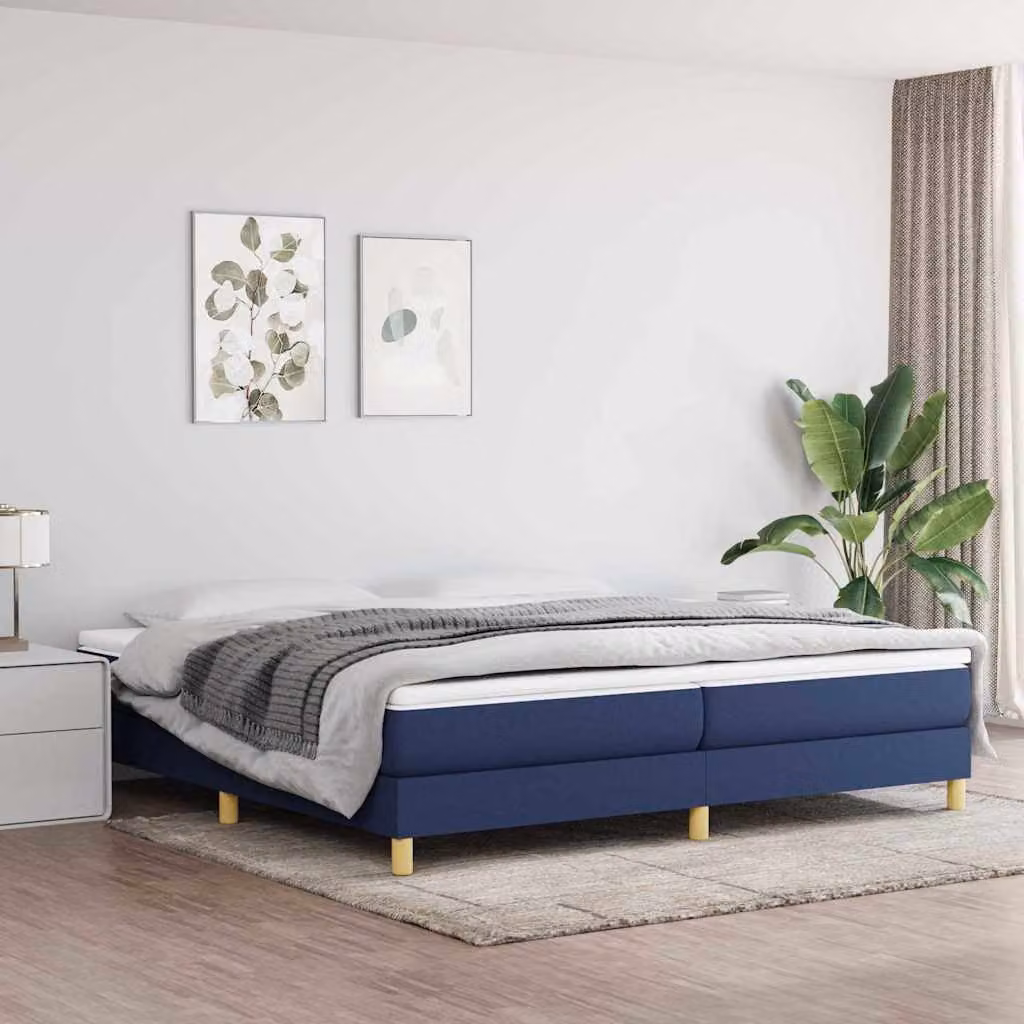 vidaXL Struttura Letto a Rete a Molle in Tessuto Blu 200 x 200 cm
