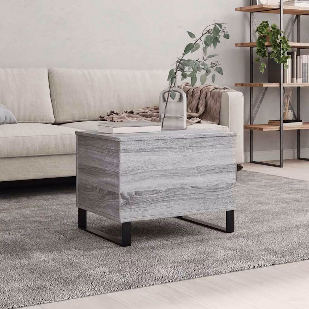 vidaXL Tavolino da salotto moderno in legno e metallo Grigio, L: 60 cm, P: 44,5 cm, H: 45 cm