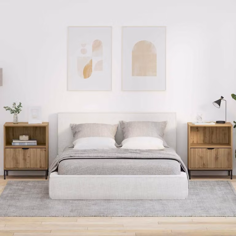 Set di 2 Armadi da Notte vidaXL in Legno e MDF, Colore Marrone, L 49 cm x P 36 cm x H 61 cm