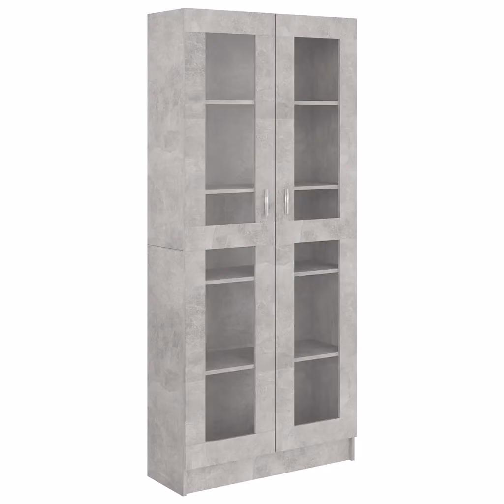 Armadietto Vetrina vidaXL in Multistrato e Vetro, Grigio, L: 82,5 cm, P: 30,5 cm, H: 185 cm – 2
