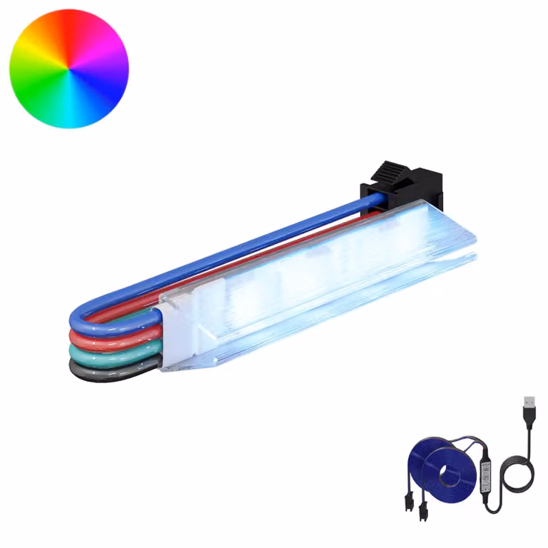 Set di 12 strisce LED RGB neon flex vidaXL, multicolore e nero, con alimentatore USB incluso