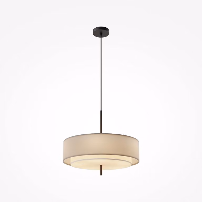Lampada a sospensione con paralume rotondo BERGAMO grigio-nero-bianco 5xE27x60W in tessuto, dimensioni: 346x50x50 cm, IP20, Maytoni