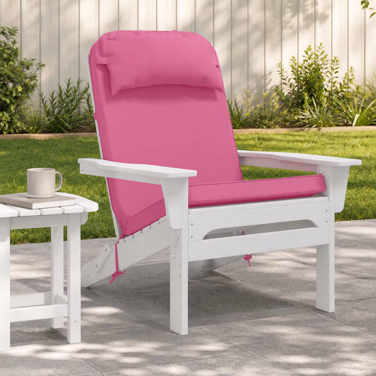 vidaXL Cuscino per Lounger da Sole Rosa in Poliestere con Rivestimento Lavabile L: 124 cm, P: 55 cm, H: 5 cm