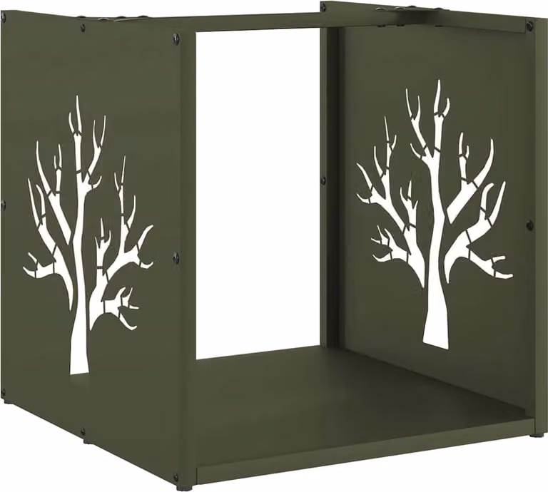 Rastrelliera per Legna da Ardere Verde Oliva 40x40x40 cm