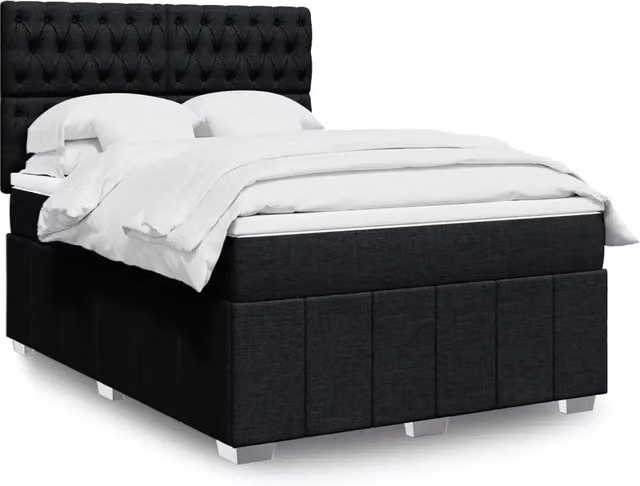 Letto Ibrido vidaXL con Materasso a Molle Insacchettate e Illuminazione Sotto il Letto, Nero e Bianco, L/P: 140 x 200 cm