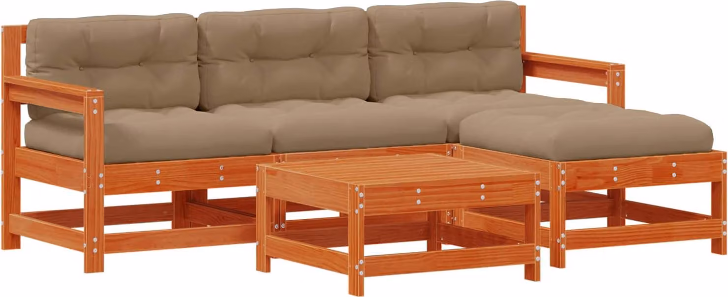 Set Lounge da Giardino 5 pcs Pino Marrone Cerato