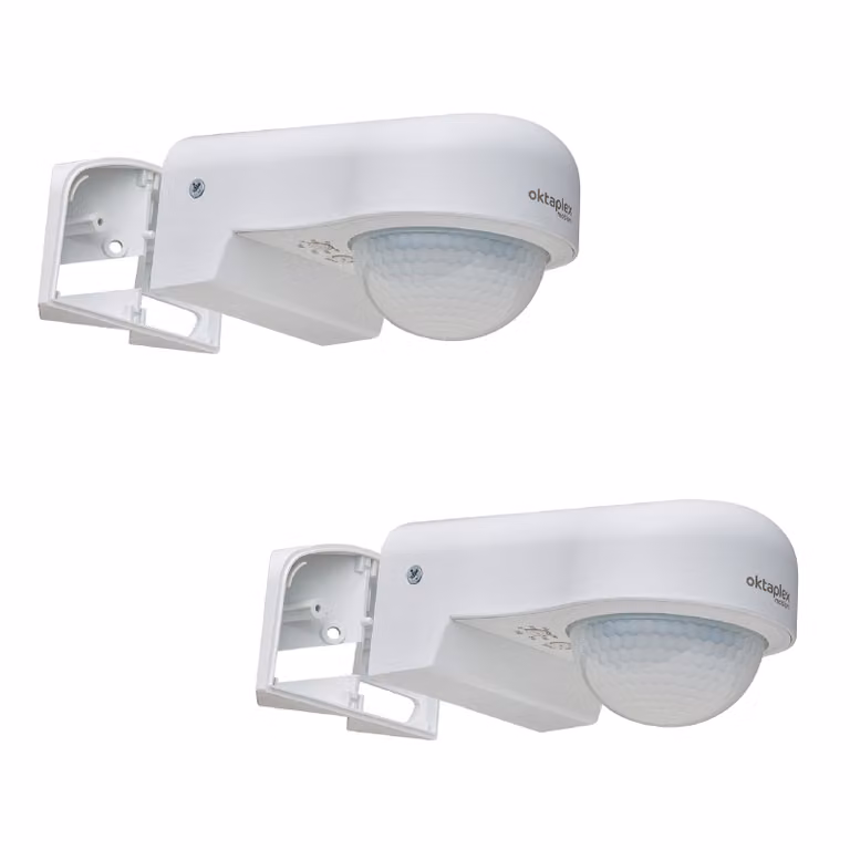 2x Oktaplex rilevatore di movimento IP65 sensore a infrarossi orientabile fino a 240° LED bianco da esterno adatto
