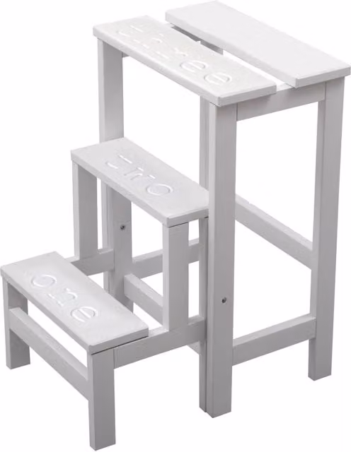 Sgabello Scaletta GIORDANOSHOP in Legno di Faggio Bianco L/P/H: 60 x 40 x 46 cm