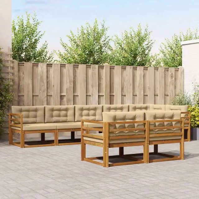 Set di divani da esterno 8 pz Naturale e Beige 3367741