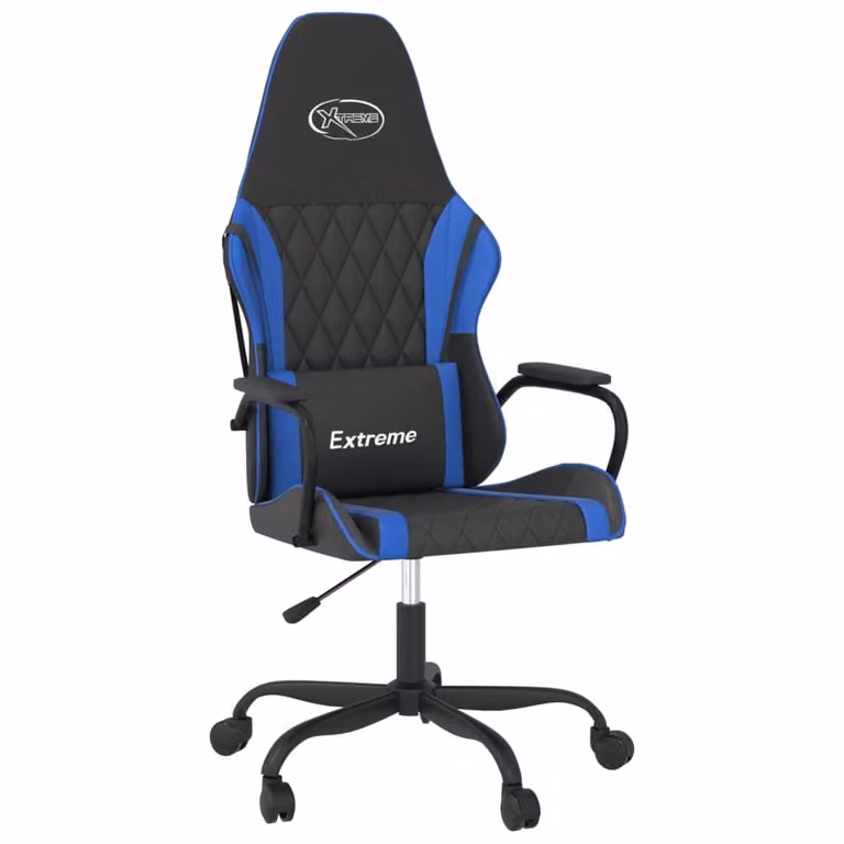 Sedia da Gaming Massaggiante Nero e Blu in Pelle finta