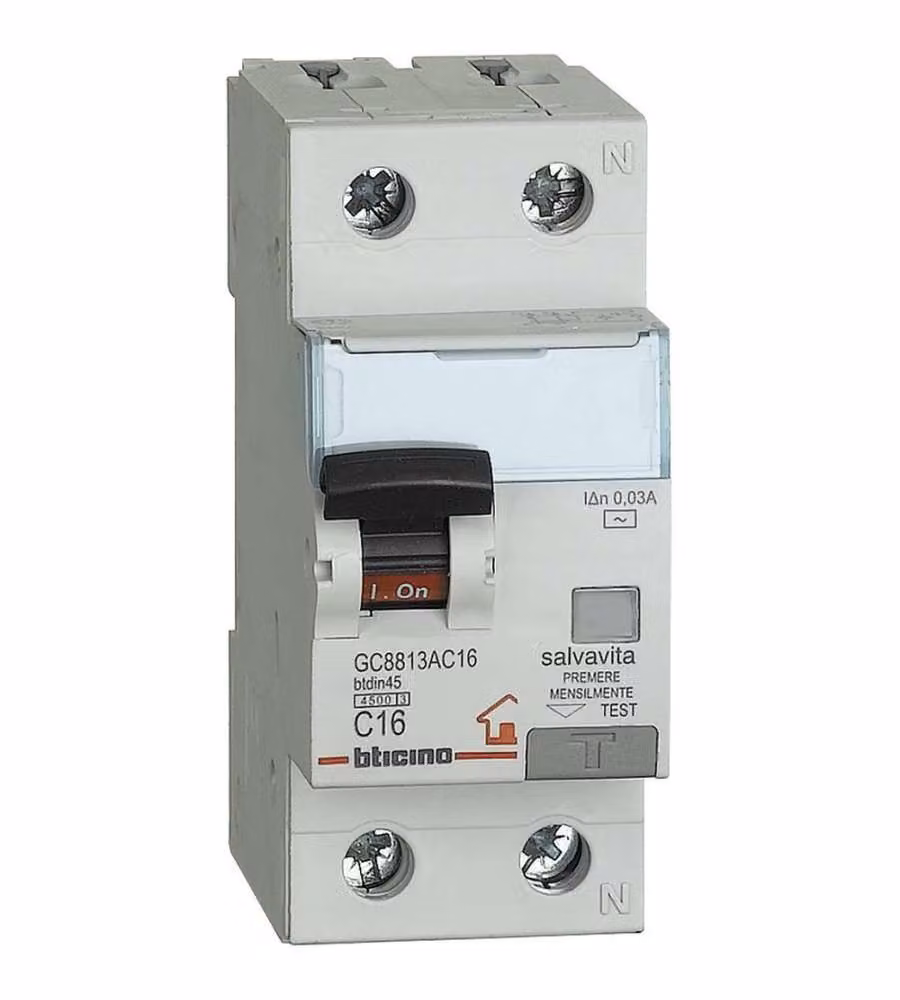 Interruttore magnetotermico differenziale BTDIN-RS 1P+N 16A