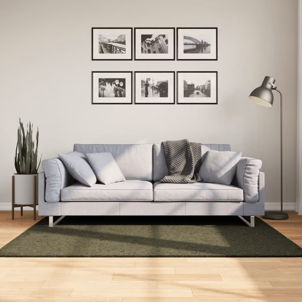 vidaXL Tappeto HUARTE a Pelo Corto Verde Bosco, Lavabile e Antiscivolo, L: 170 cm x P: 120 cm, Spessore: 1,8 cm