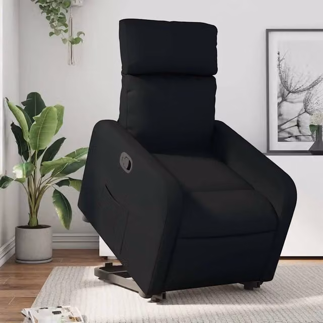 Poltrona Alzapersona Reclinabile vidaXL in Similpelle Nera con Assistenza Elettrica e Braccioli – 1