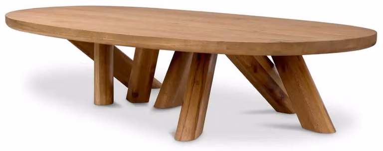 Casa Padrino Tavolino in legno massello marrone 170 x 85 x H. 35 cm - Tavolo ovale da soggiorno in rovere - Mobili Soggiorno - Mobili - Qualità lusso