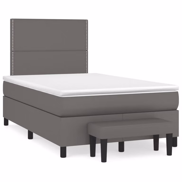 Giroletto a Molle con Materasso Grigio 120x200 cm in Pelle finta