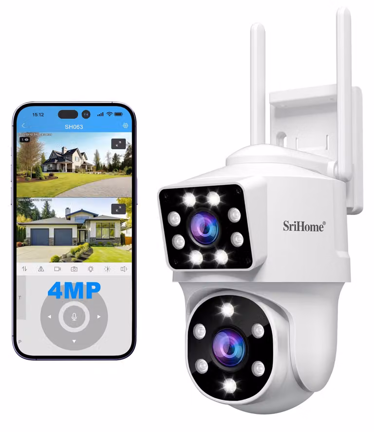 2 telecamere di sicurezza per esterni da 2 megapixel, con doppia lente, rilevamento umano e visione notturna