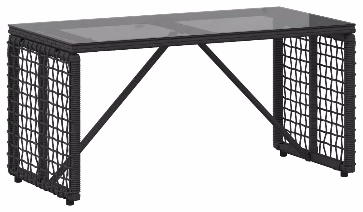 Tavolo da Esterno Nero 80 x 40 x 40 cm Rattan PE e Vetro