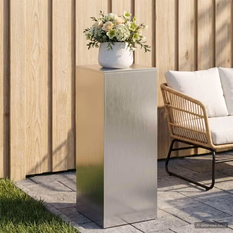 Supporto per piante vidaXL in metallo argento per giardino e balcone L/P/H: 40 x 40 x 100 cm