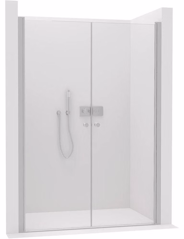 CERANO - Porta per doccia a due ante Antelo L/P - 6 mm - cromata, vetro trasparente - 116x190 cm