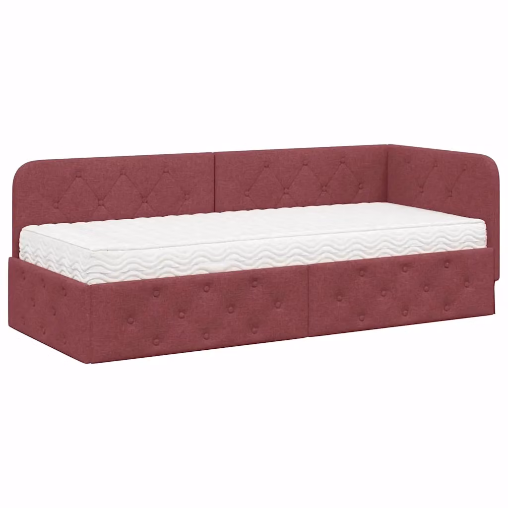 vidaXL Letto ad angolo con chaise longue asimmetrica, Rosso, L: 80 cm, P: 200 cm, H: 84 cm – 2