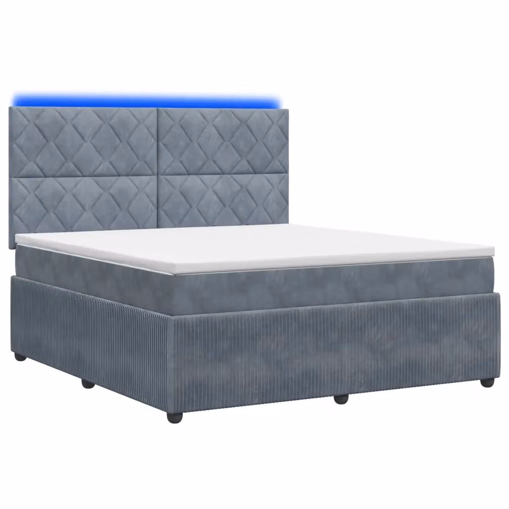 Letto Box Spring Hybrid vidaXL con Materasso Grigio Scuro e Illuminazione LED, con Porte USB e Contenitore Sollevabile, L/P: 140 x 190 cm – 2