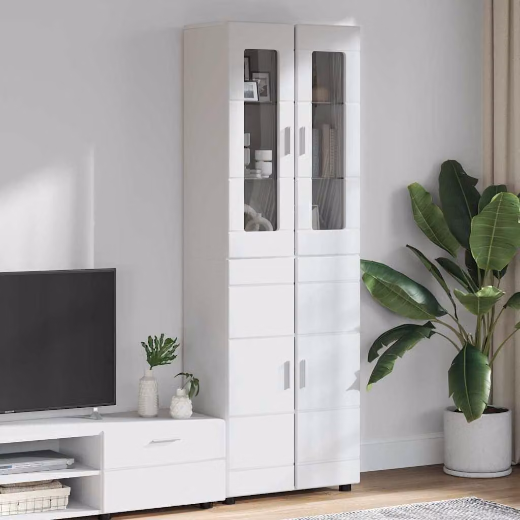 vidaXL Credenza FLORIN Moderna Bianco Lucido L: 60 cm, P: 35 cm, H: 182 cm – 1