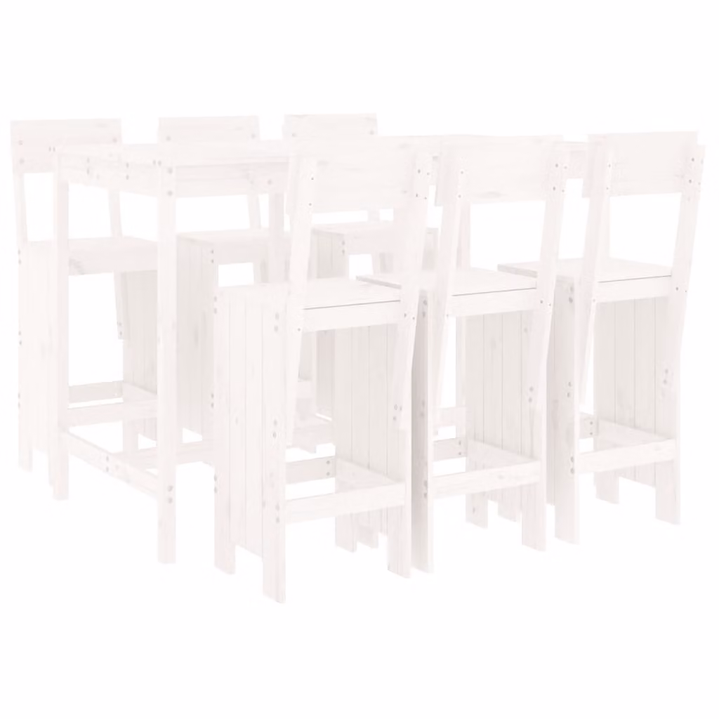 Set Bar da Giardino 7 pz Bianco in Legno Massello di Pino