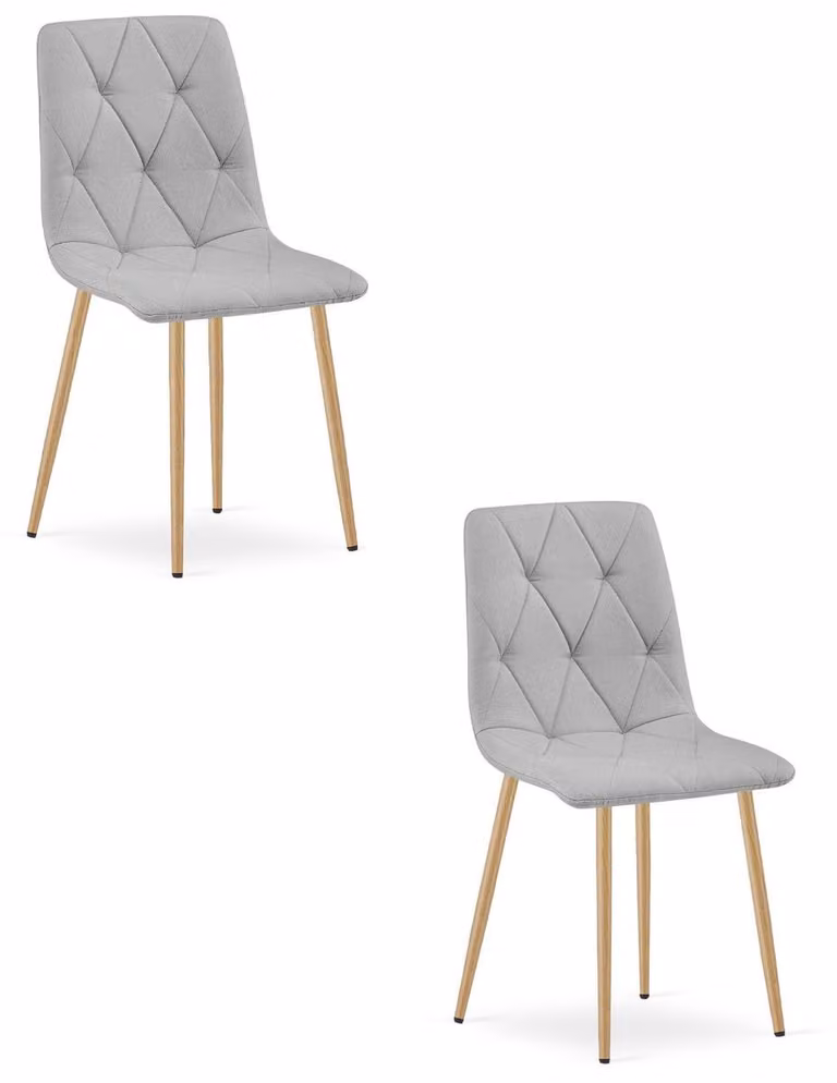 Set di 2 sedie Libra in tessuto grigio chiaro con gambe effetto legno