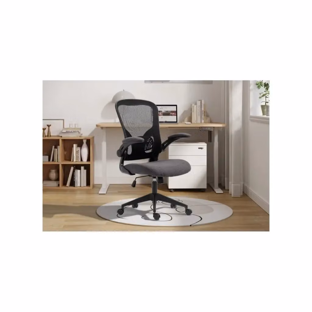 Sedia da ufficio ergonomica Meublorama IPOLIST in tessuto e rete nera e grigia con braccioli per il tuo home office – 2