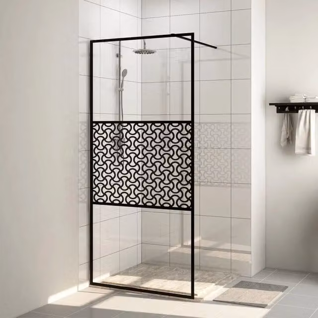 Parete per doccia walk-in vidaXL in vetro trasparente con profili neri L: 100 cm, H: 195 cm