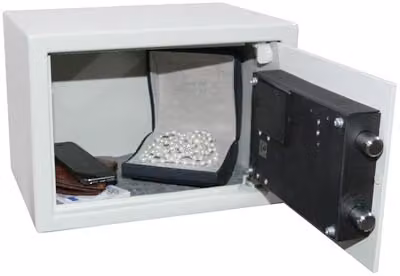 Cassaforte da incasso per mobili, dimensioni 350x250x250 mm, volume 14 litri, serratura elettronica a combinazione numerica, inclusi materiali di fissaggio